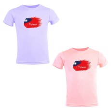 MI MI LEO 台灣製國旗印花吸排T恤2件組 T19, 淡粉色 + 淡紫色