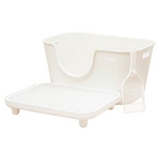 Mango 寵物星樂園 開放式貓砂盆 控砂台套裝, 1個, 白色