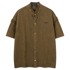 復古工裝分割刷舊牛仔襯衫