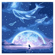 Play about 鯨魚之夢 油畫 DIY 名畫繪畫套組 20 x 20 cm, 1套, 混合色