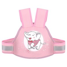 YUNMI 兒童機車前後兩用安全帶 夜間反光條設計, 1個, 粉色小象
