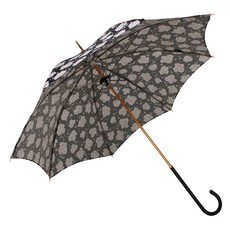 PASOTTI 陽傘 浪漫花朵 黑色皮革 手動陽傘 PS25G6D1