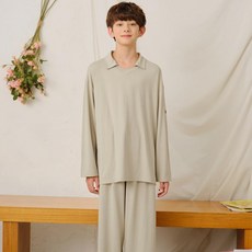 MAISON MAVARM 兒童柔軟蜜桃絨翻領上下身套裝