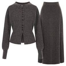 t.view 鈕扣開衩傘狀長版喀什米爾開襟衫 半身裙 V5C-CSE008