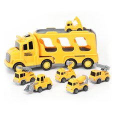 PLAYMAX 7合1拖車卡車汽車玩具, 1個, 工程重型設備