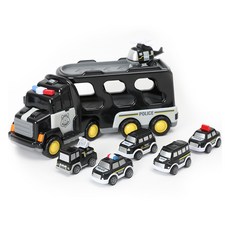 PLAYMAX 7合1拖車卡車汽車玩具, 1個, 警車