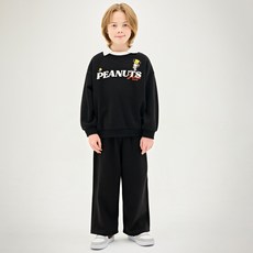 JELISPOON 兒童款 Peanuts 史努比棒球領超厚刷毛上下裝套組