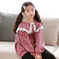 Nanajuni 兒童蕾絲領針織T恤