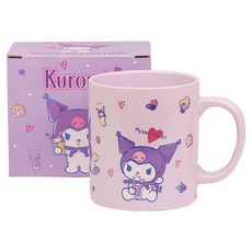 릴팡 산리오캐릭터즈 데일리 컬러 핸들 머그컵 380ml, 쿠로미, 1개 쿠로미, 1개