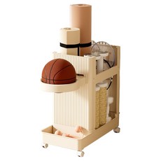 Yesone 健身運動用品收納推車 62 x 26.7 x 55 cm, 2層, 米色2