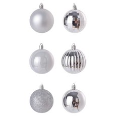 Glowus 聖誕樹裝飾掛飾 6款 x 6入組, 1套, 銀色