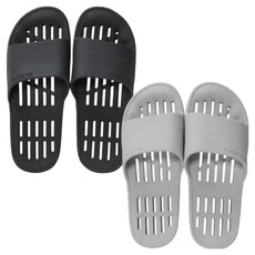 다시너스 슬림핏 안전 낮은 빠른 물빠짐 욕실 슬리퍼 2종 세트, 차콜+라이트그레이, 1세트