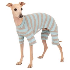 LuckyPetter 寵物基本款條紋連身衣 義大利靈緹犬服飾, 藍色 + 灰色, 1個