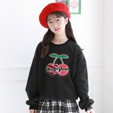 Nanajuni 兒童內刷毛大櫻桃氣球袖T恤