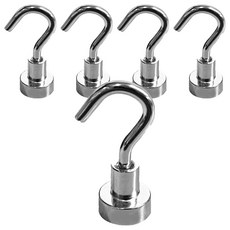 월드크린 네오디뮴 자석 걸이 후크형 12mm, 실버, 5개