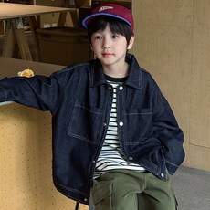 Golden Rabbit 春秋C縫線貼飾丹寧夾克