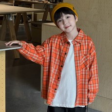 Golden Rabbit 春秋C字母貼布格紋襯衫