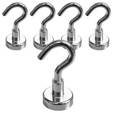 월드크린 네오디뮴 자석 걸이 후크형 16mm, 실버, 5개