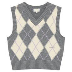 女款羊毛混紡菱形針織背心