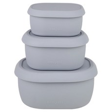 矽膠鵝卵石收納容器3件組, 灰色, 1套