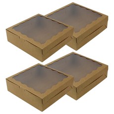 Inp 派對開窗甜甜圈盒 20號 20cm, 4個, 牛皮紙色