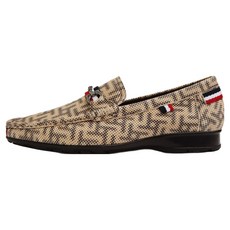 VONIN 男士羊皮麂皮希臘回紋圖案三色條紋裝飾點綴樂福鞋 RO059YBE