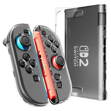 BIGSKIT 任天堂 Switch 2 水晶全包覆保護殼 兼容充電座, 透明, 1個, NS2B-硬殼