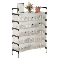 Soso& 組裝式鞋櫃 收納櫃 翻蓋門 層架 鞋子整理架 5層, 透明, 1個