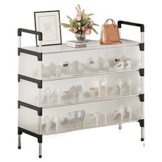 Soso&組裝式鞋櫃收納櫃翻蓋門層板鞋收納架 3層, 透明, 1個