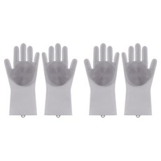 더자카 다용도 실리콘 브러시 고무장갑 양손착용 세트, 그레이, 14 x 27 cm, 2세트