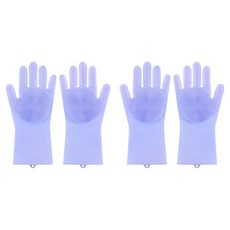 더자카 다용도 실리콘 브러시 고무장갑 양손착용 세트, 퍼플, 14 x 27 cm, 2세트