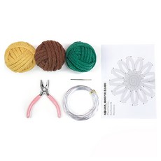 Mellowstory Stationery i-cord 系列6 植物 向日葵與龜背芋 編織DIY材料包套組, 芒果黃, 棕色, 叢林綠(編織線), 1套