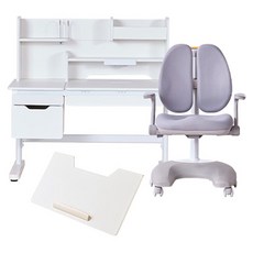 리바트 현대리바트 아동용 각도 높이조절 책상 + 의자 + 데스크패드 세트 방문설치, 화이트(책상), 그레이(의자), 아이보리(데스크패드)