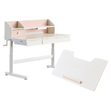 리바트 현대리바트 아동용 각도 높이조절 콘센트형 컴팩트 책상 + 데스크패드 세트 방문설치, 핑크(책상), 아이보리(데스크패드)