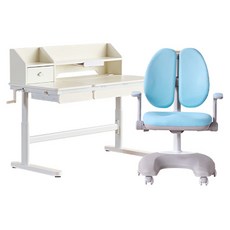 리바트 현대리바트 아동용 컴팩트 책상 + 의자 세트 방문설치, 아이보리(책상), 블루(의자)