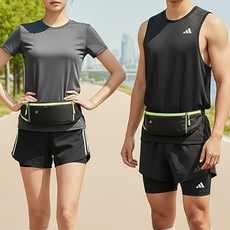 Midami 超輕量跑步登山運動防水跑步腰帶 1628, 黑色, 2個