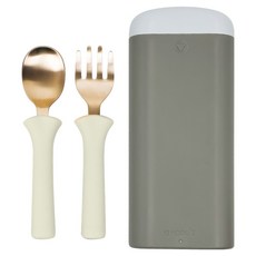 MODU'I Bluemama 韓式鍛造銅器湯匙叉子 2階段 + 附收納盒組, 青豆綠, 1套