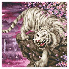 DCLARE 帆布畫框式動物串珠DIY套組 40 x 50 cm DCD042, 白虎, 1套