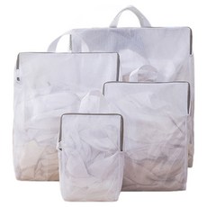 PDS Living 多種尺寸立體加厚型附提把細網洗衣袋, 混色, 4個