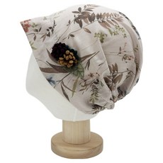 Bareunliving 花卉廚房頭巾帽 DK-07, 象牙白, 1個