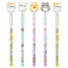 핑크풋 냥냥 카트리지 연필 HB 4종 + 랜덤발송 세트, 혼합색상, 1세트