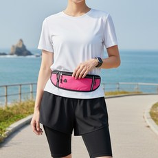 Midami 優質超輕量3口袋大尺寸運動防水跑步腰包 1631, 粉紅色, 1個
