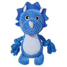 soonZAM 寵物耐用棉繩啾啾藍色三角龍玩具, 藍色, 1個