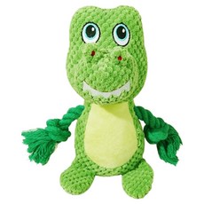 soonZAM 寵物耐用棉繩啾啾暴龍玩具, 綠色, 1個