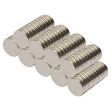 超強力釹強力塗層型圓形冰箱磁鐵 90p, 90個, 銀色