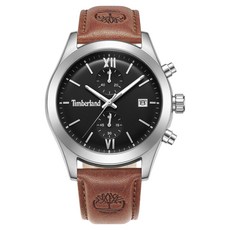 Timberland 男士 RIPGORGE 計時碼錶皮革石英手錶 44mm TDWGC0075201