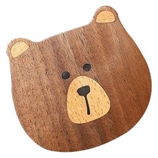 시바견 곰돌이 카툰 컵받침 테이블장식, 우드, 1개