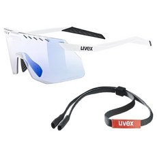 uvex V 運動太陽眼鏡 + 眼鏡帶, 1個, 鏡框(霧面白色)鏡片(變色藍水銀)