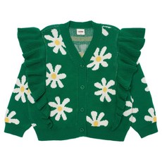 LaughingChild 兒童花朵荷葉邊純棉開襟衫