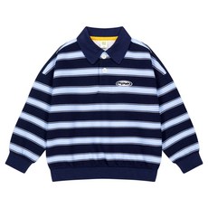 헤이미니 아동용 스트라이프 럭비 카라 왕기모 티셔츠